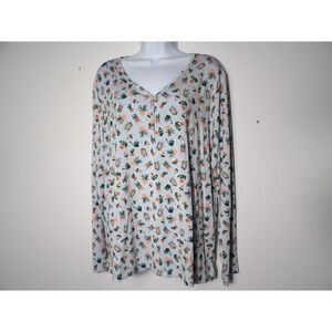 Duluth Womens XXL Shirt V Neck Planter Watering Can Garden Modal Long Sleeve Hen